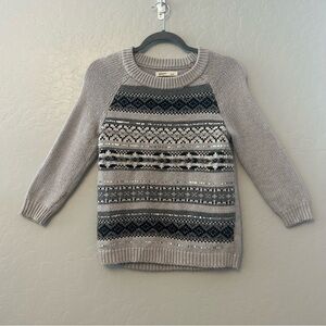 Old Navy womens gray fair isle crewneck knit sweater with sequins size small